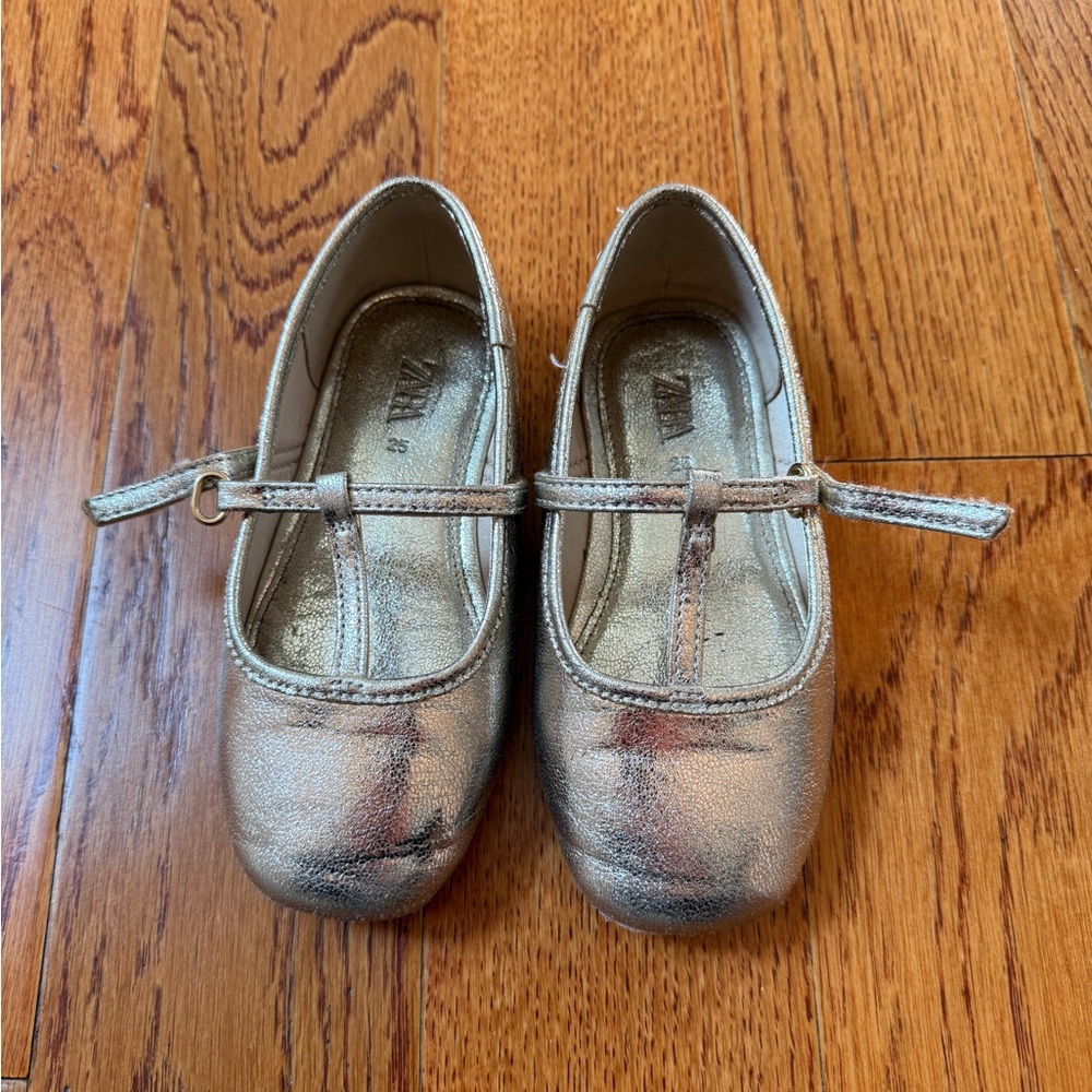 Zara Gold Dress Shoes Mary Jane Style